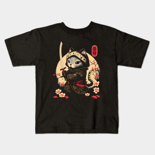 Samurai Cat Tattoo, Kawaii Ninja Cat Kids T-Shirt